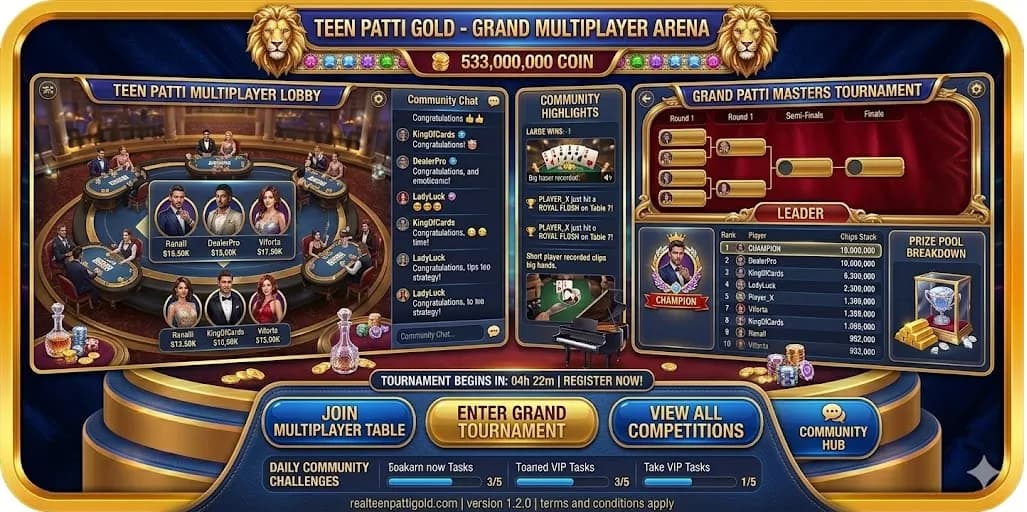 Teen Patti Gold multiplayer lobby gameplay screen