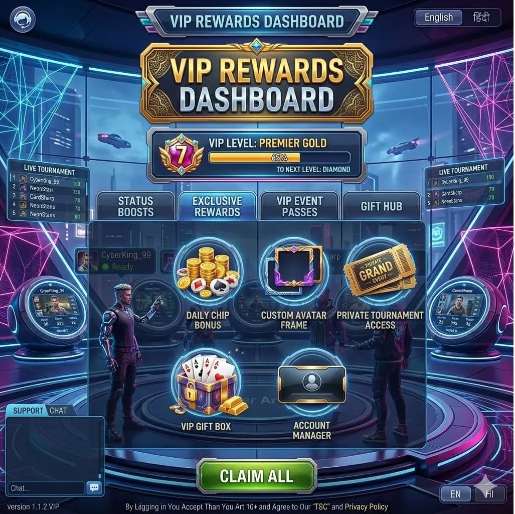 Teen Patti Gold rewards and leaderboard dashboard