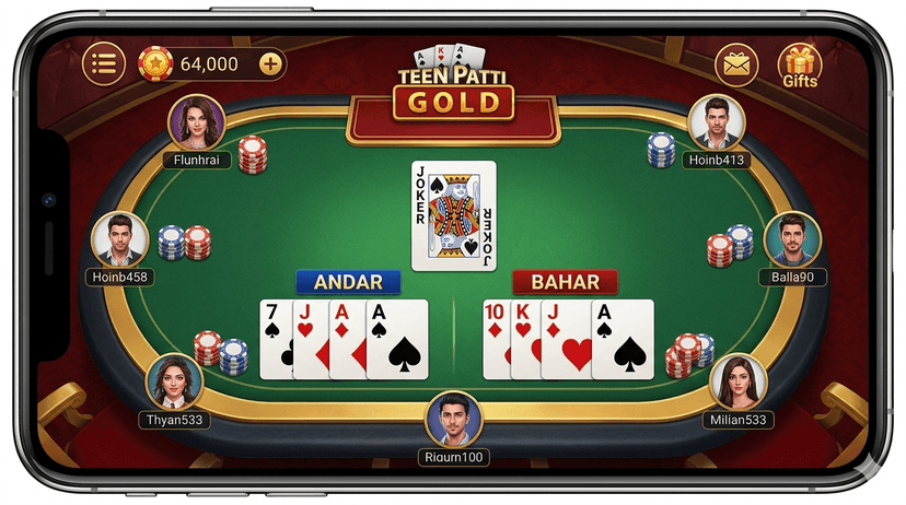 Andar Bahar card game available in Teen Patti Gold APK
