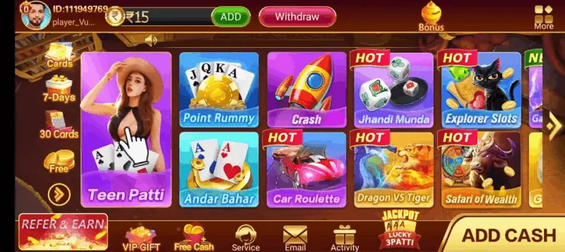 Teen Patti Gold mobile gameplay interface