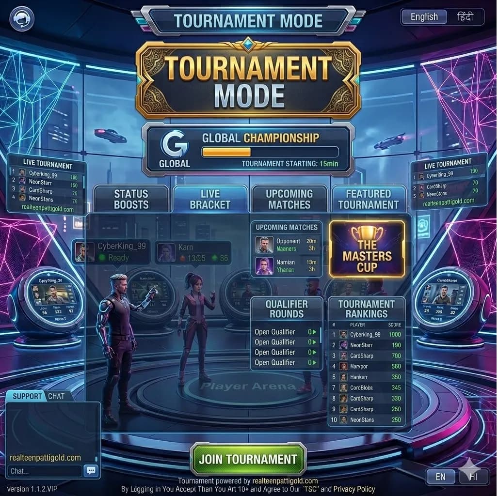 Teen Patti Gold tournament dashboard and competitive gaming interface